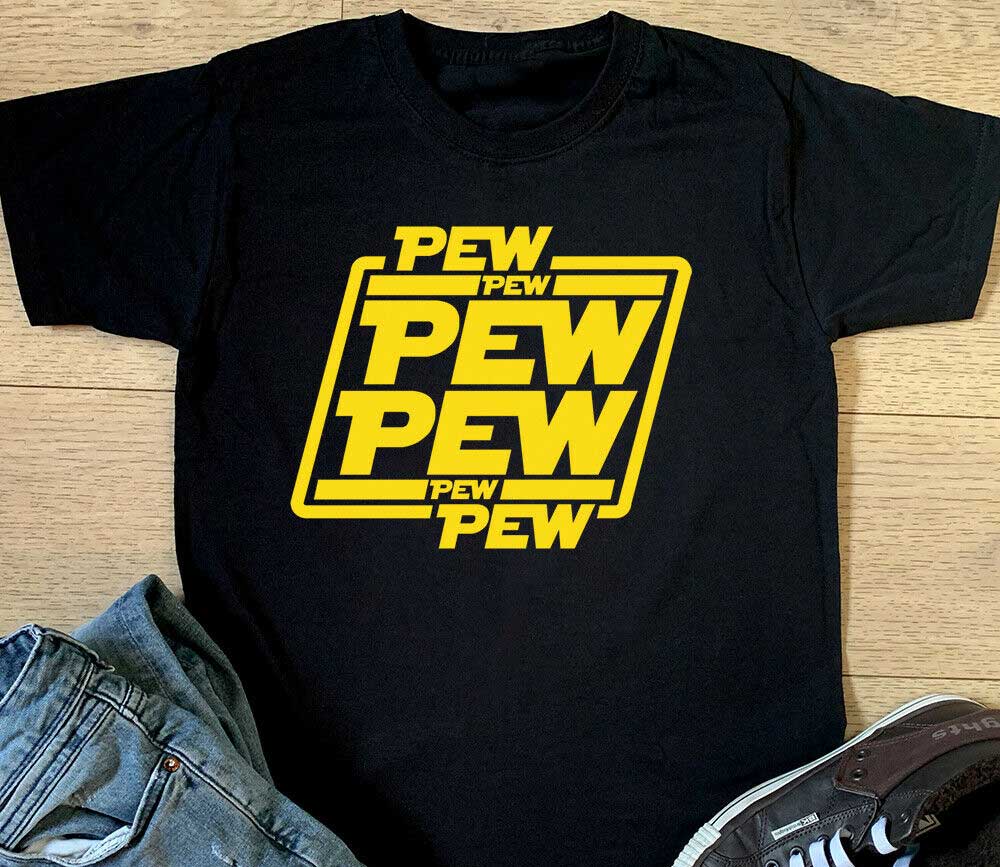 Men's Funny Pew T-Shirt – Geometric Pattern, 100% Cotton, Short Sleeve Crew Neck, Casual Art Tee